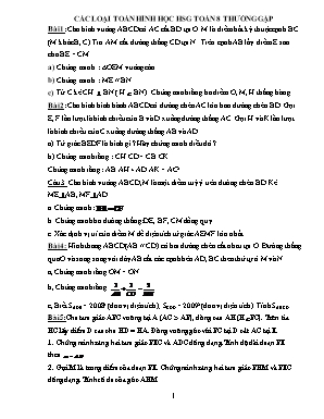 Các loại toán hình học HSG Toán Lớp 8 thường gặp